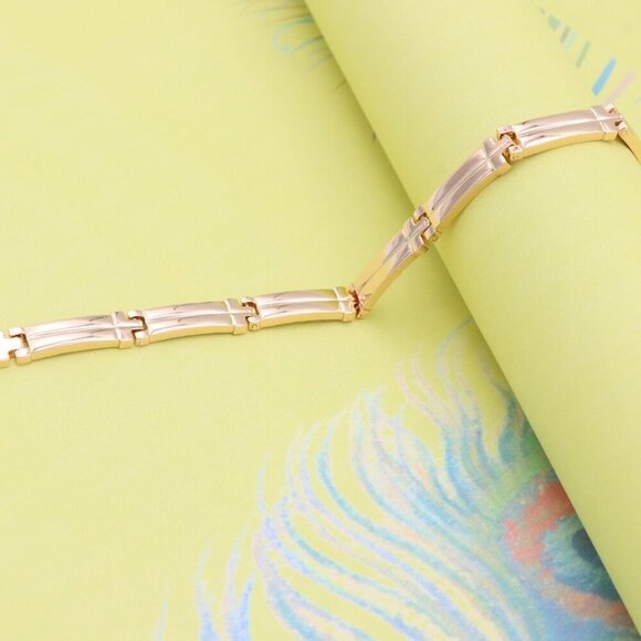 "Elegant Rose Gold Plated Zigzag Link Bracelet for Women, XPBL0869 - Picture 7 of 12